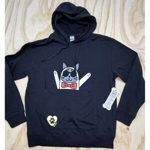 BOBS from Skechers Mens Medium Black Cat Graphic Hoodie Sweatshirt BW3HD10